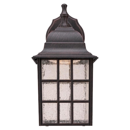 Westinghouse Fixture Wall Outdr LED Dimmable 9W Lantern Weathered Patina Seeded Glass Panels 6400000